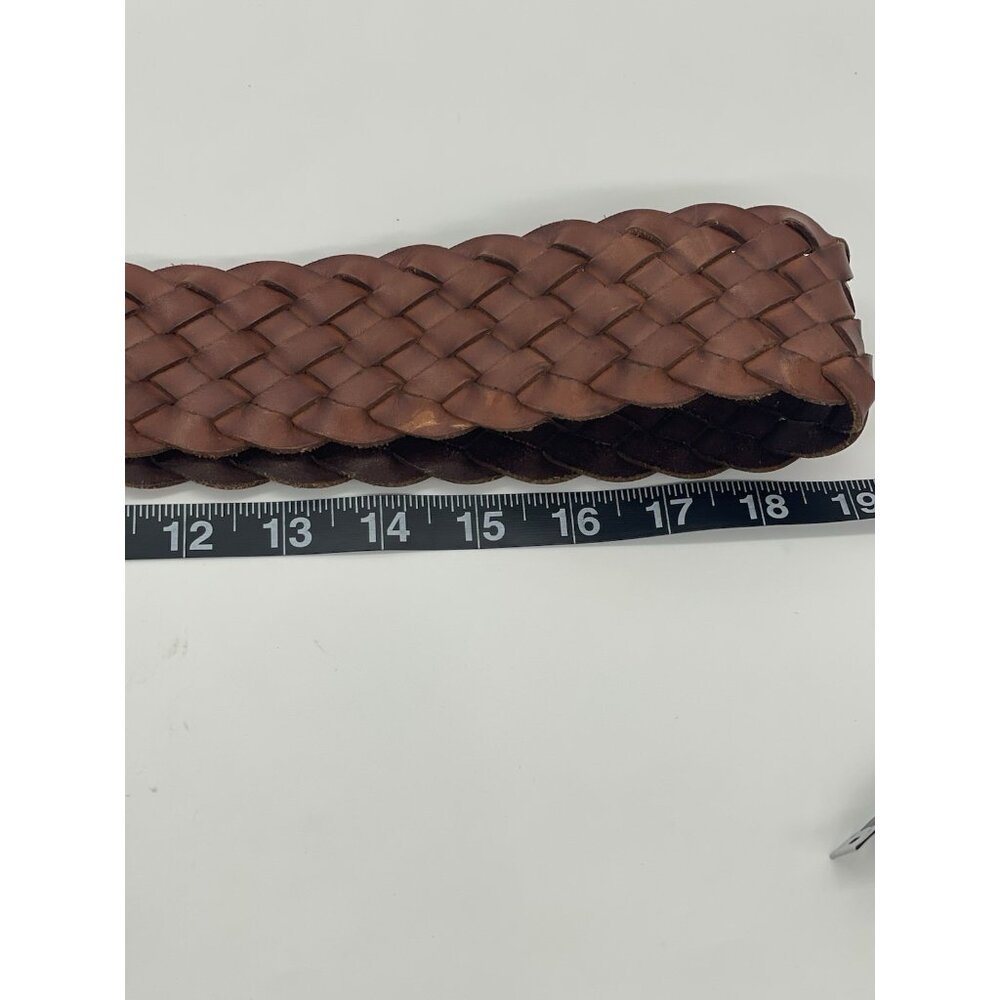 Madewell Brown Woven Leather Women’s 3" Wide Belt Sz S Boho Festival Peasant - Picture 6 of 6